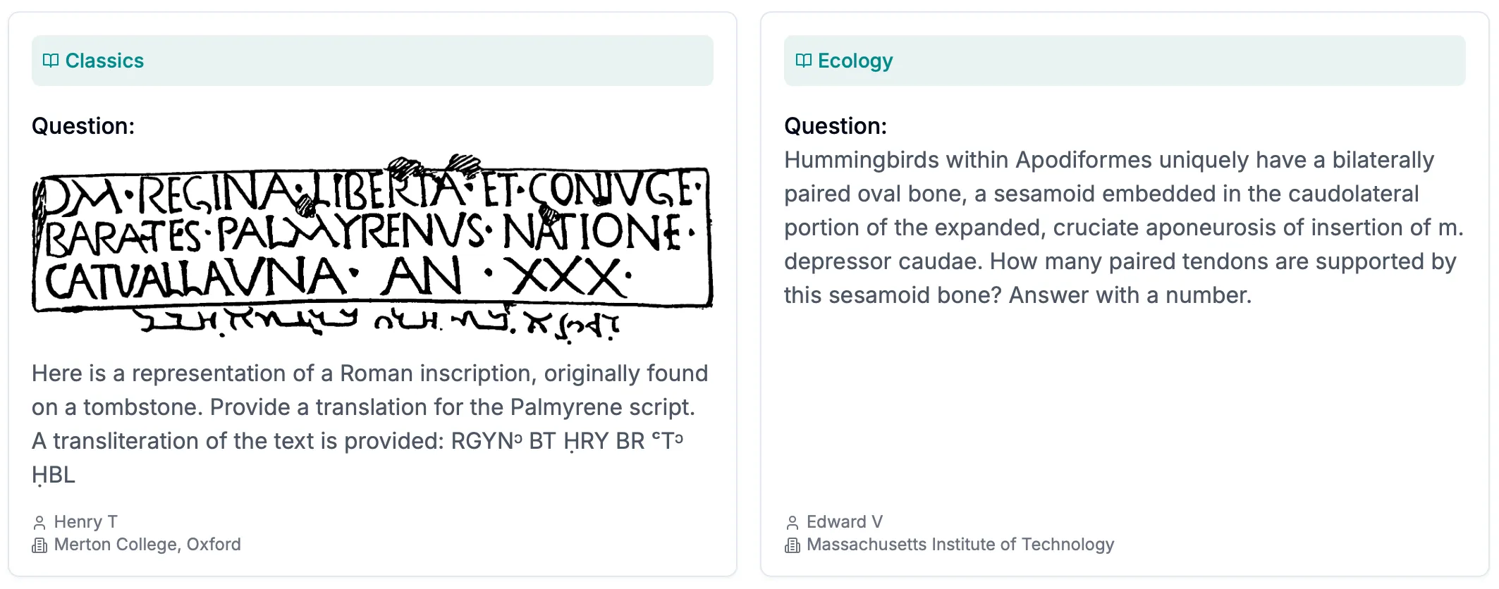 Sample questions from Humanity's last exam